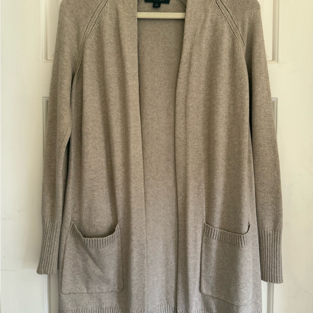 Ann Taylor Taupe Open Front Cardigan